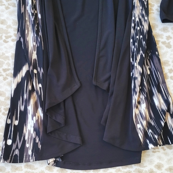 Soft Works Cascading Drape Black Aztec Print Cardigan Long Flowy Flattering Fit - Picture 5 of 8
